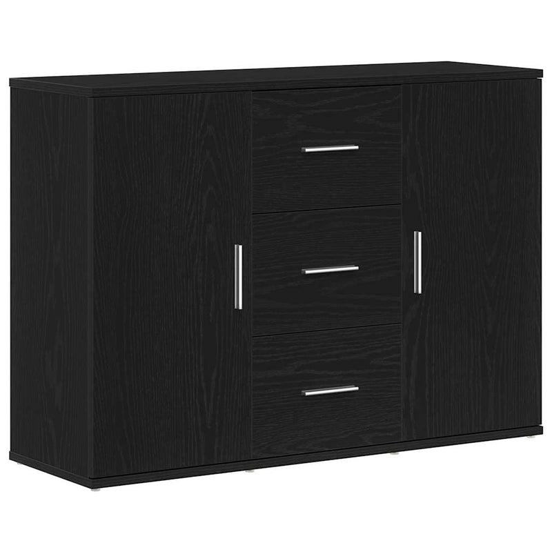 vidaXL fekete tölgyszínű szerelt fa tálalószekrény 91 x 29,5 x 65 cm