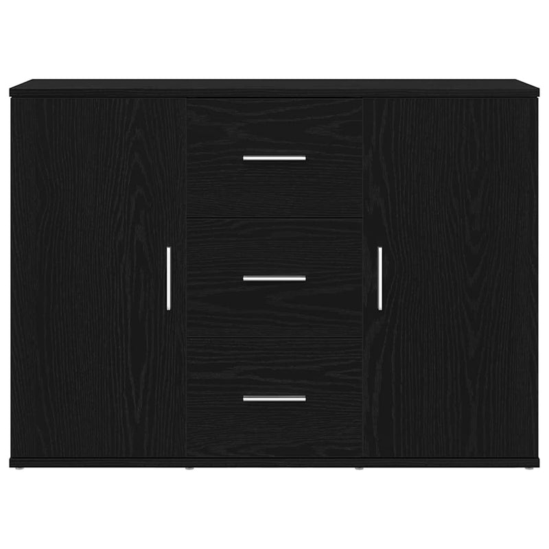 vidaXL fekete tölgyszínű szerelt fa tálalószekrény 91 x 29,5 x 65 cm