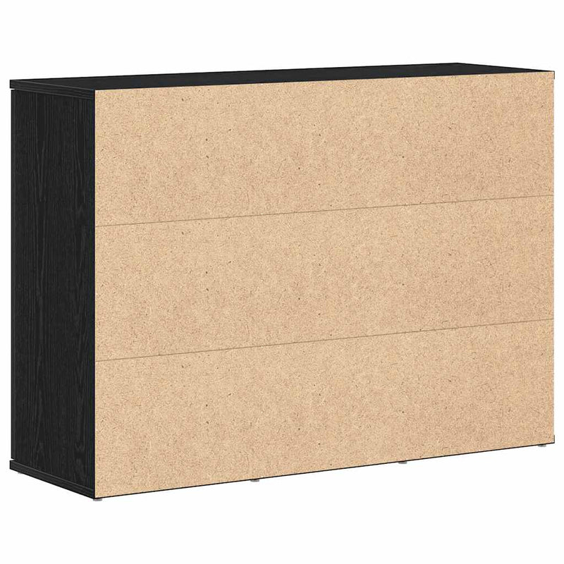 vidaXL fekete tölgyszínű szerelt fa tálalószekrény 91 x 29,5 x 65 cm