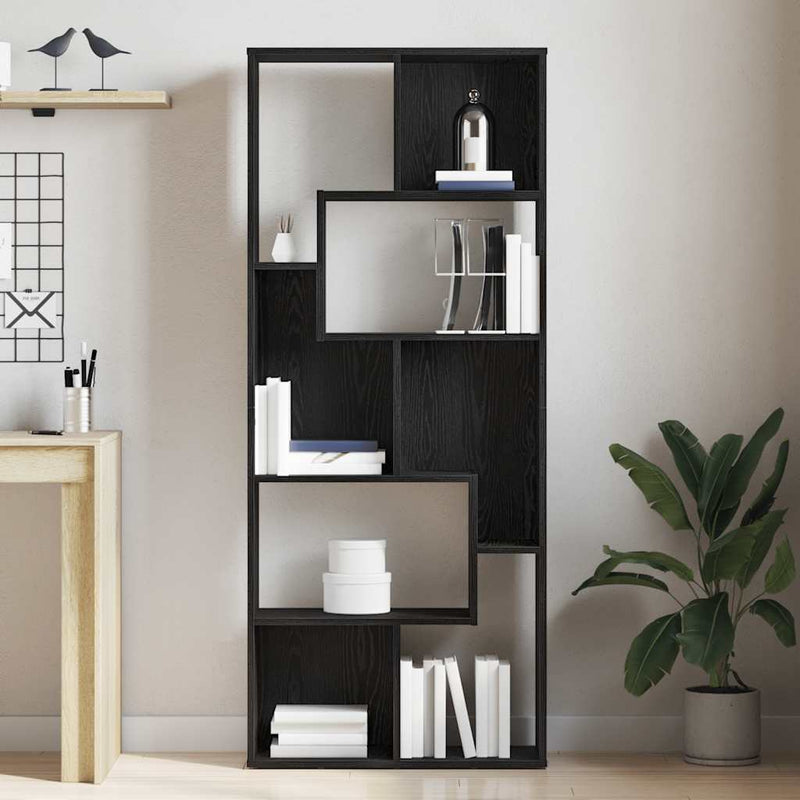 vidaXL fekete tölgy színű szerelt fa könyvespolc 67 x 24 x 161 cm