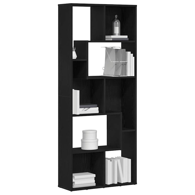 vidaXL fekete tölgy színű szerelt fa könyvespolc 67 x 24 x 161 cm