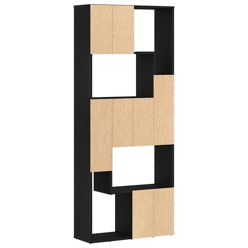 vidaXL fekete tölgy színű szerelt fa könyvespolc 67 x 24 x 161 cm