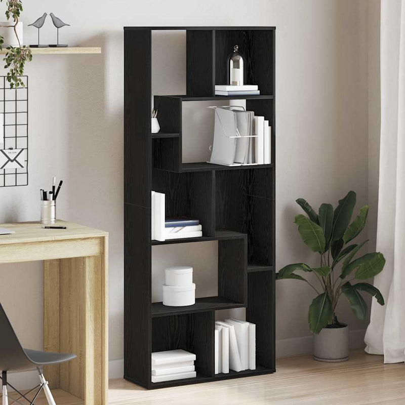 vidaXL fekete tölgy színű szerelt fa könyvespolc 67 x 24 x 161 cm