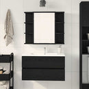 vidaXL Tükörszekrény Fekete Tölgy 80 x 20,5 x 64 cm Szerelt Fa