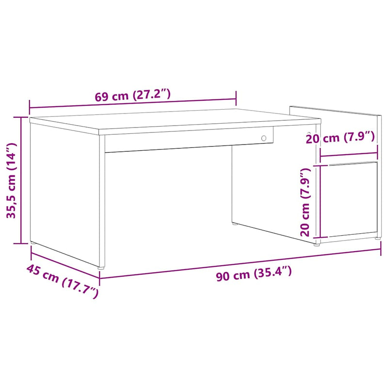 vidaXL Dohányzóasztal Musta tammi 90 x 45 x 35 cm Faanyag
