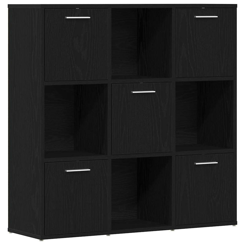 vidaXL fekete tölgy szerelt fa könyvszekrény 90x28x90 cm
