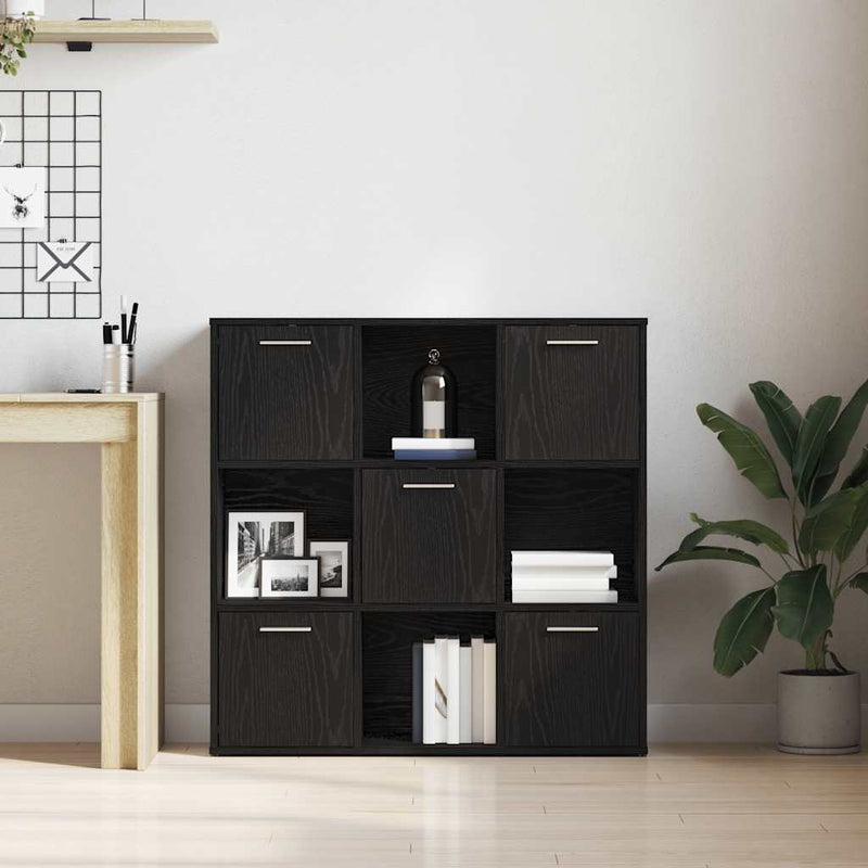 vidaXL fekete tölgy szerelt fa könyvszekrény 90x28x90 cm