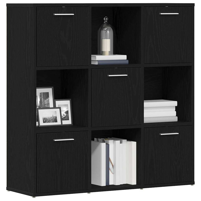 vidaXL fekete tölgy szerelt fa könyvszekrény 90x28x90 cm