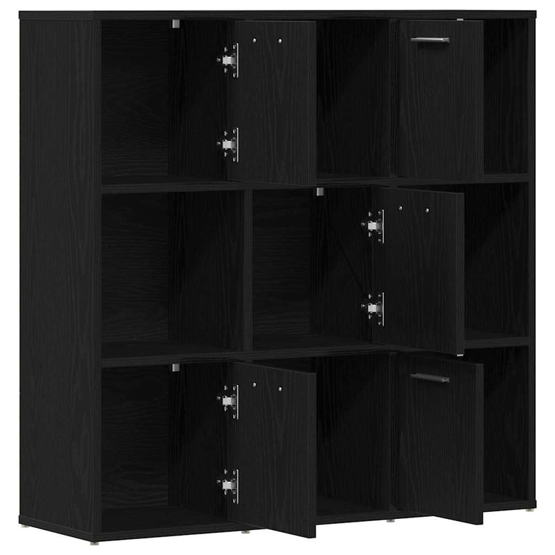 vidaXL fekete tölgy szerelt fa könyvszekrény 90x28x90 cm