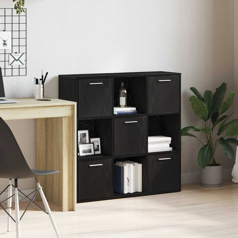 vidaXL fekete tölgy szerelt fa könyvszekrény 90x28x90 cm