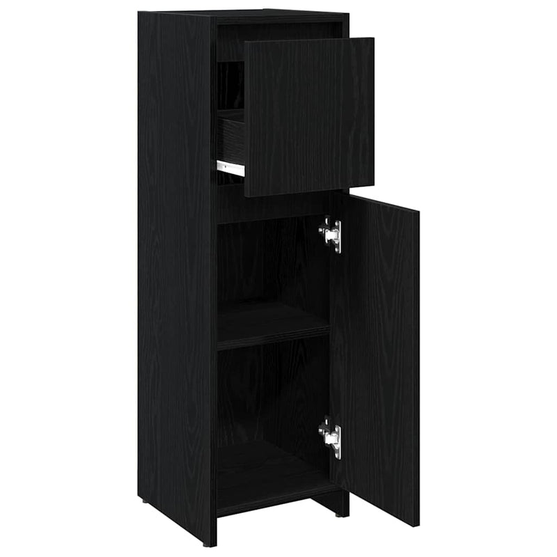 vidaXL Fürdőszekrény fiókkal Fekete tölgy 30 x 30 x 95 cm Faanyag
