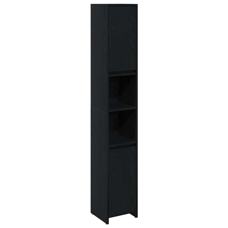 vidaXL Fürdőszobai szekrény Fekete tölgy 30 x 30 x 183.5 cm Faanyag
