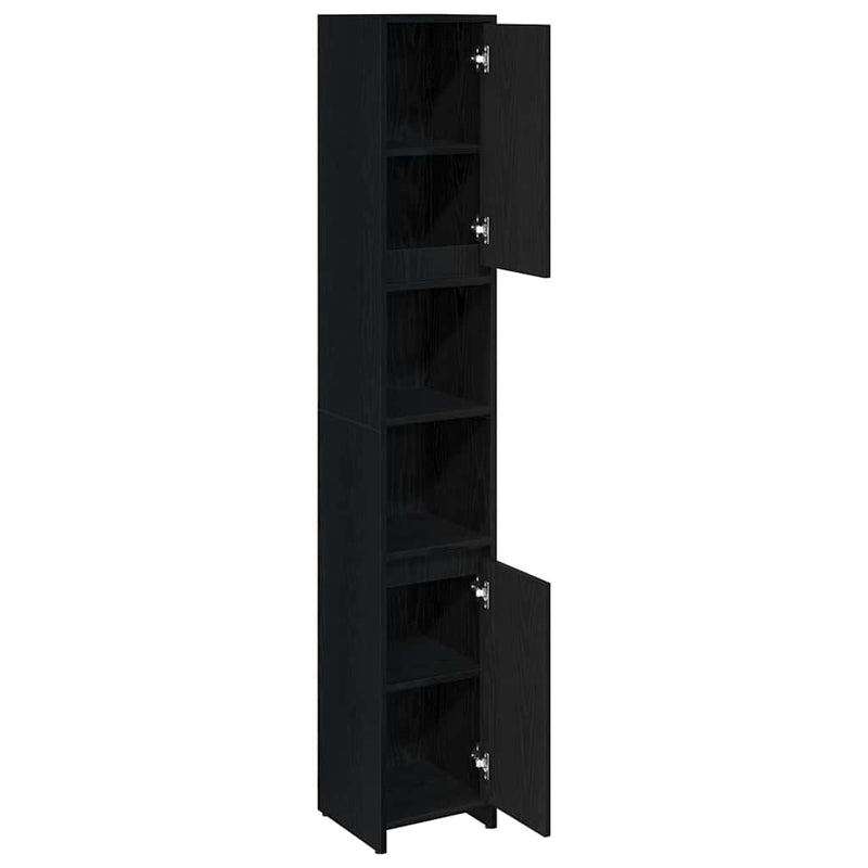 vidaXL Fürdőszobai szekrény Fekete tölgy 30 x 30 x 183.5 cm Faanyag