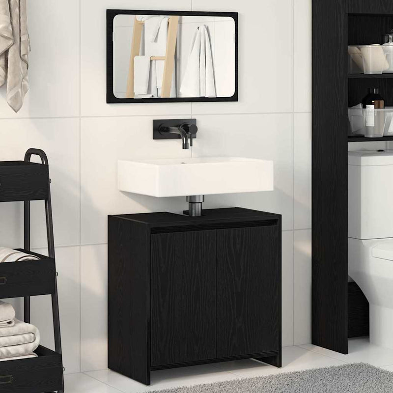 vidaXL Fürdőszobai Szekrény Fekete tölgy 60 x 33 x 61 cm Faanyag