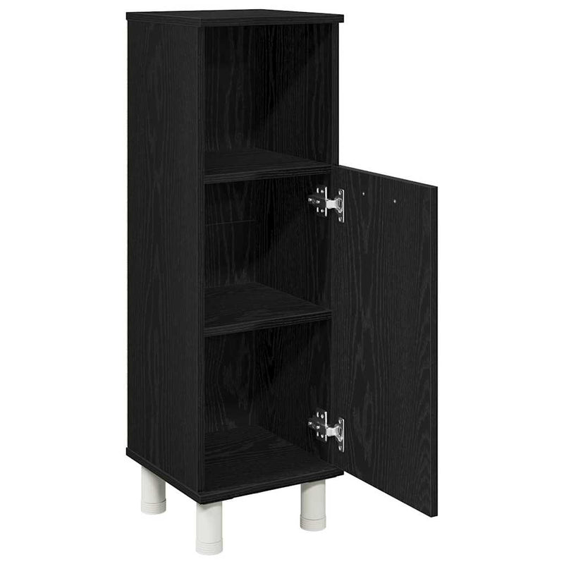 vidaXL Fürdőszoba Székény ajtóval Fekete tölgy 30 x 30 x 95 cm Faanyag
