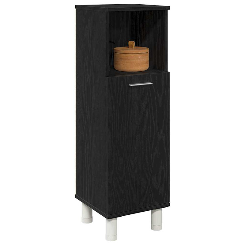 vidaXL Fürdőszoba Székény ajtóval Fekete tölgy 30 x 30 x 95 cm Faanyag