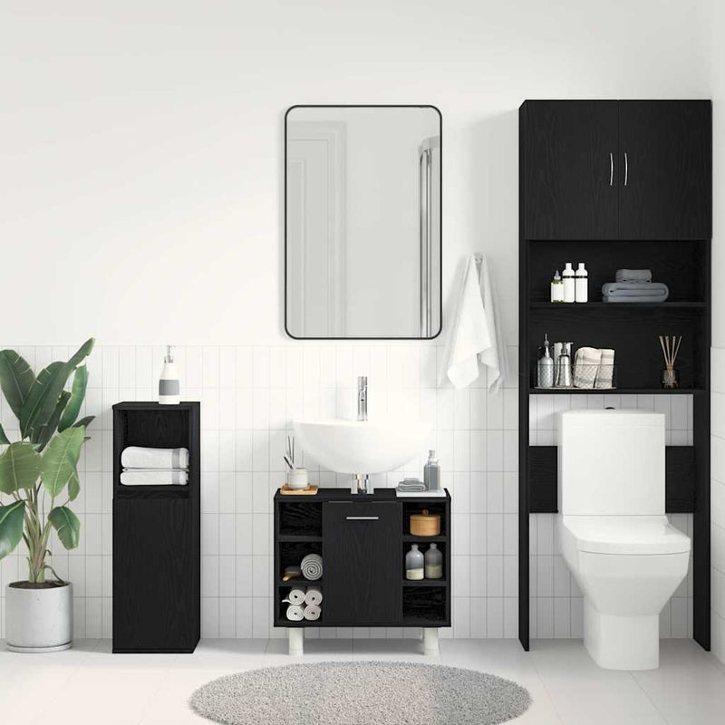 vidaXL Fürdőszoba Szekrény Fekete tölgy 60 x 32 x 54 cm Faanyag