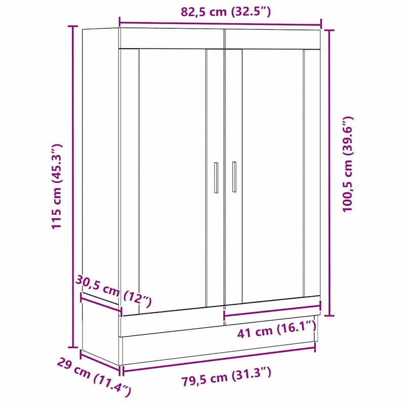 vidaXL Könyvespolc Fekete tölgy 82,5 x 30,5 x 115 cm Faanyag