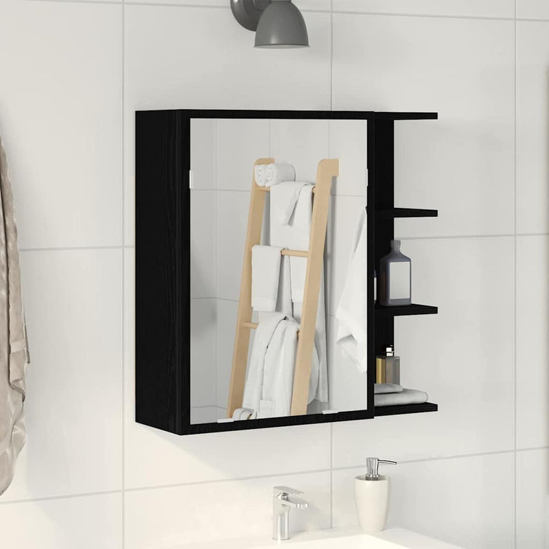 vidaXL Fürdőszobai tükörszekrény Musta tammi 62.5 x 20.5 x 64 cm