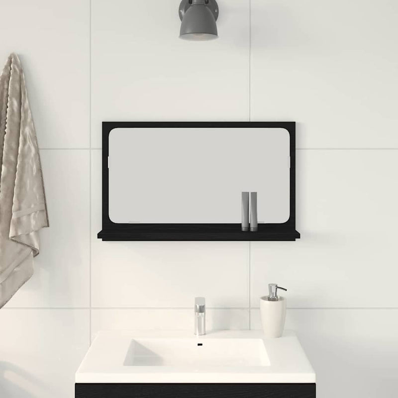 vidaXL Tükörpolc polcokkal Fekete tölgy 60 x 10.5 x 37 cm Faanyag