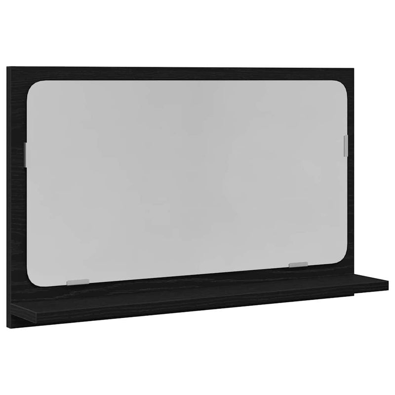 vidaXL Tükörpolc polcokkal Fekete tölgy 60 x 10.5 x 37 cm Faanyag