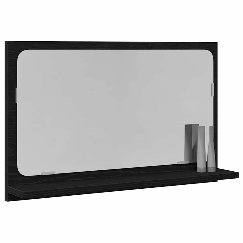 vidaXL Tükörpolc polcokkal Fekete tölgy 60 x 10.5 x 37 cm Faanyag