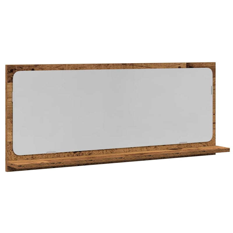 vidaXL Tükörpolc polcokkal tárolóval Öreg fa 90 x 10.5 x 37 cm Faanyag