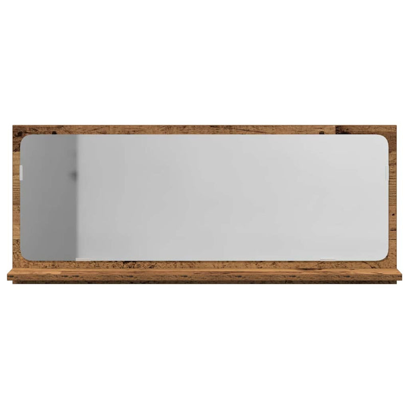 vidaXL Tükörpolc polcokkal tárolóval Öreg fa 90 x 10.5 x 37 cm Faanyag