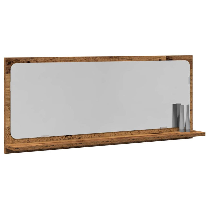 vidaXL Tükörpolc polcokkal tárolóval Öreg fa 90 x 10.5 x 37 cm Faanyag