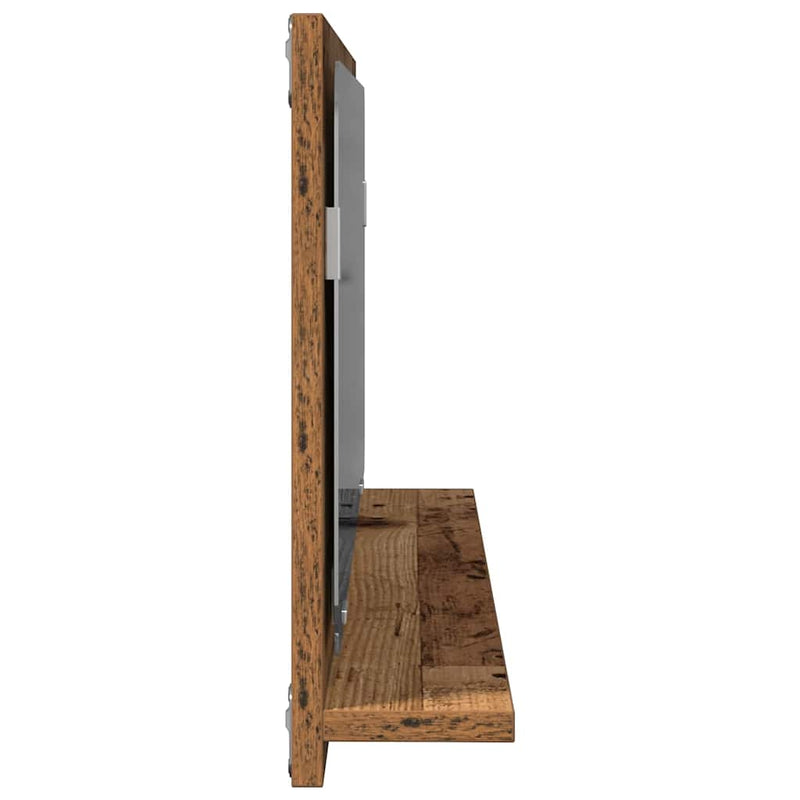 vidaXL Tükörpolc polcokkal tárolóval Öreg fa 90 x 10.5 x 37 cm Faanyag
