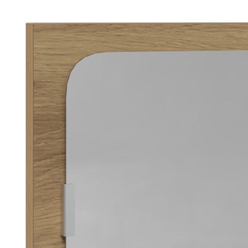 vidaXL Tükörpolc polcokkal Kézműves tölgy 90 x 10.5 x 37 cm Faanyag