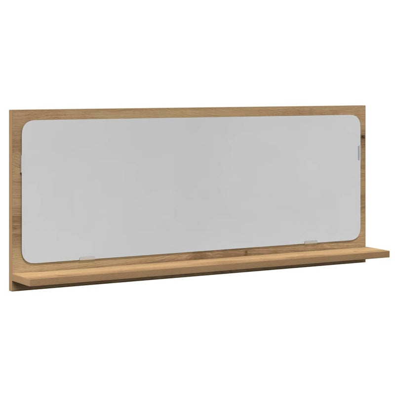 vidaXL Tükörpolc polcokkal Kézműves tölgy 90 x 10.5 x 37 cm Faanyag