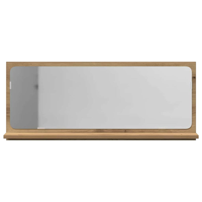 vidaXL Tükörpolc polcokkal Kézműves tölgy 90 x 10.5 x 37 cm Faanyag