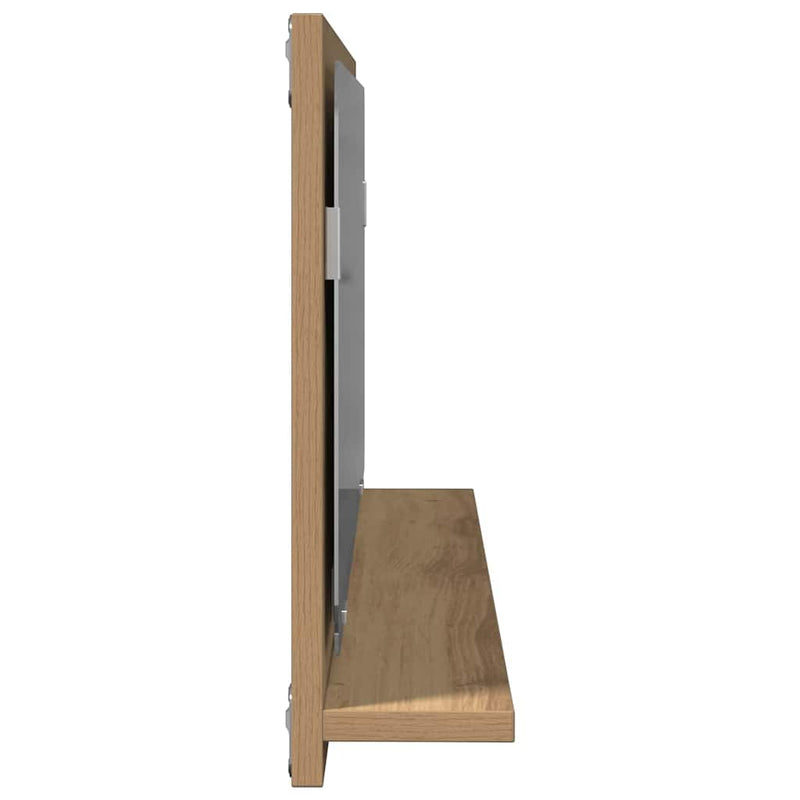 vidaXL Tükörpolc polcokkal Kézműves tölgy 90 x 10.5 x 37 cm Faanyag