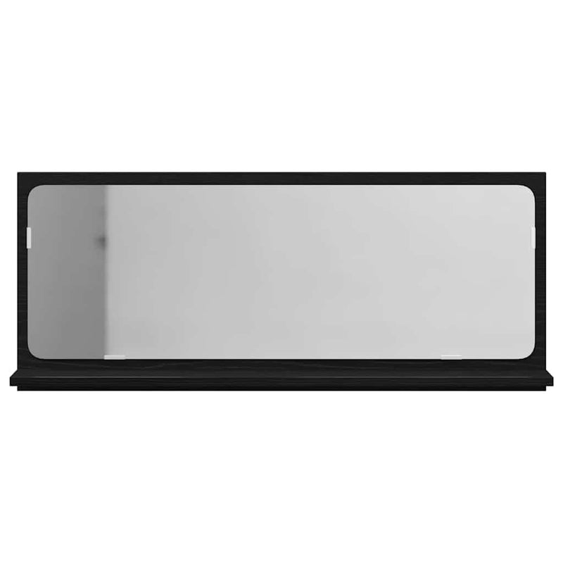 vidaXL Tükörpolc polcokkal Fekete tölgy 90 x 10.5 x 37 cm Faanyag