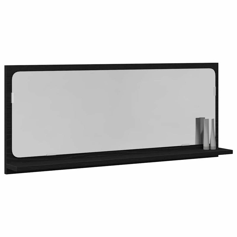 vidaXL Tükörpolc polcokkal Fekete tölgy 90 x 10.5 x 37 cm Faanyag