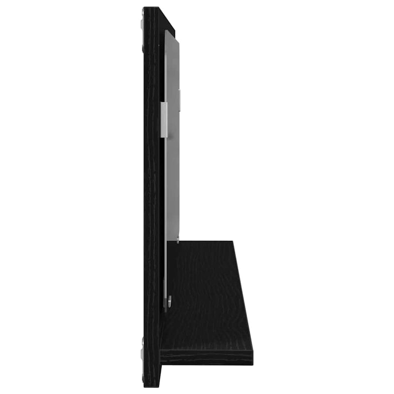vidaXL Tükörpolc polcokkal Fekete tölgy 90 x 10.5 x 37 cm Faanyag