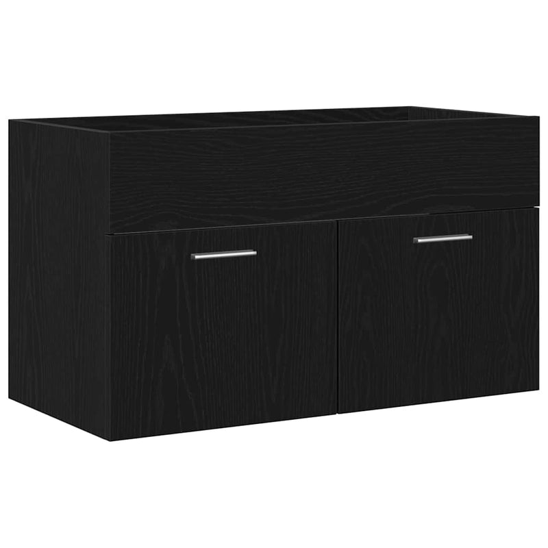 vidaXL Mosdó Szekrény tárolóval Fekete tölgy 90 x 38.5 x 46 cm Faanyag