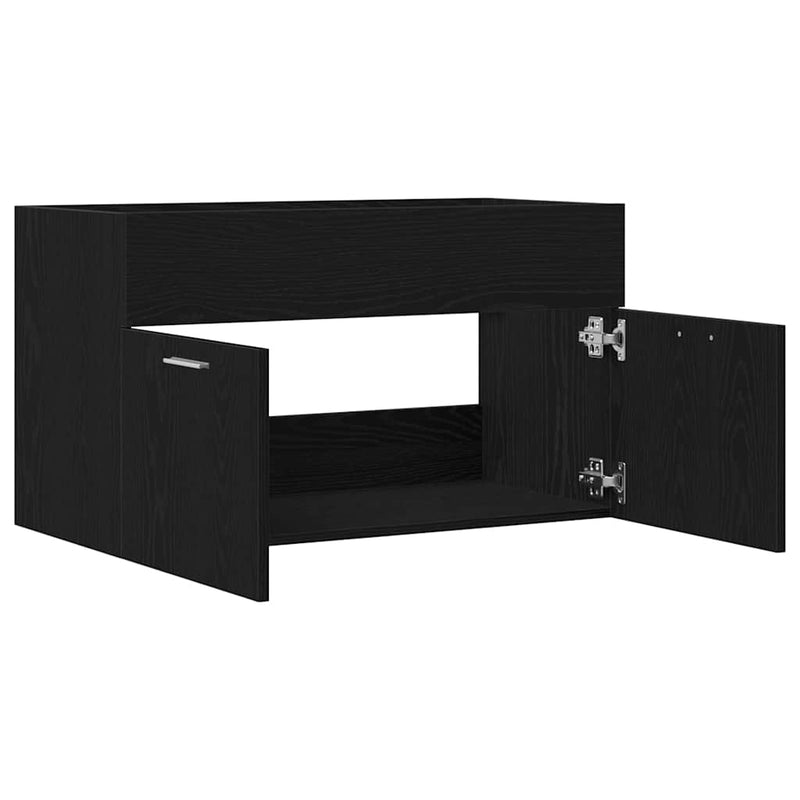 vidaXL Mosdó Szekrény tárolóval Fekete tölgy 90 x 38.5 x 46 cm Faanyag