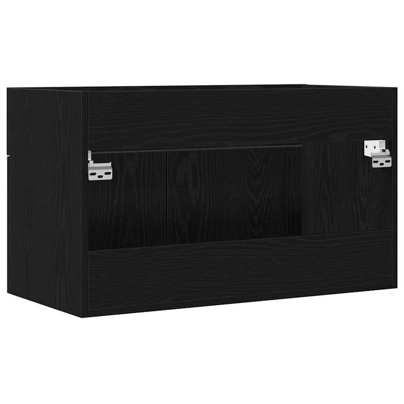 vidaXL Mosdó Szekrény tárolóval Fekete tölgy 90 x 38.5 x 46 cm Faanyag