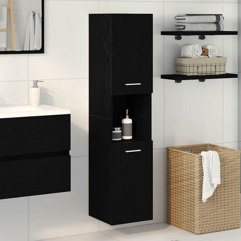 vidaXL Fürdőszoba Székény Fekete tölgy 30 x 30 x 130 cm Faanyag