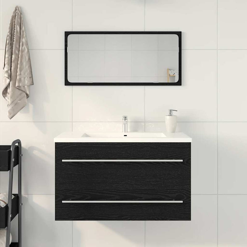 vidaXL fekete tölgy színű szerelt fa mosdószekrény 80 x 38,5 x 48 cm