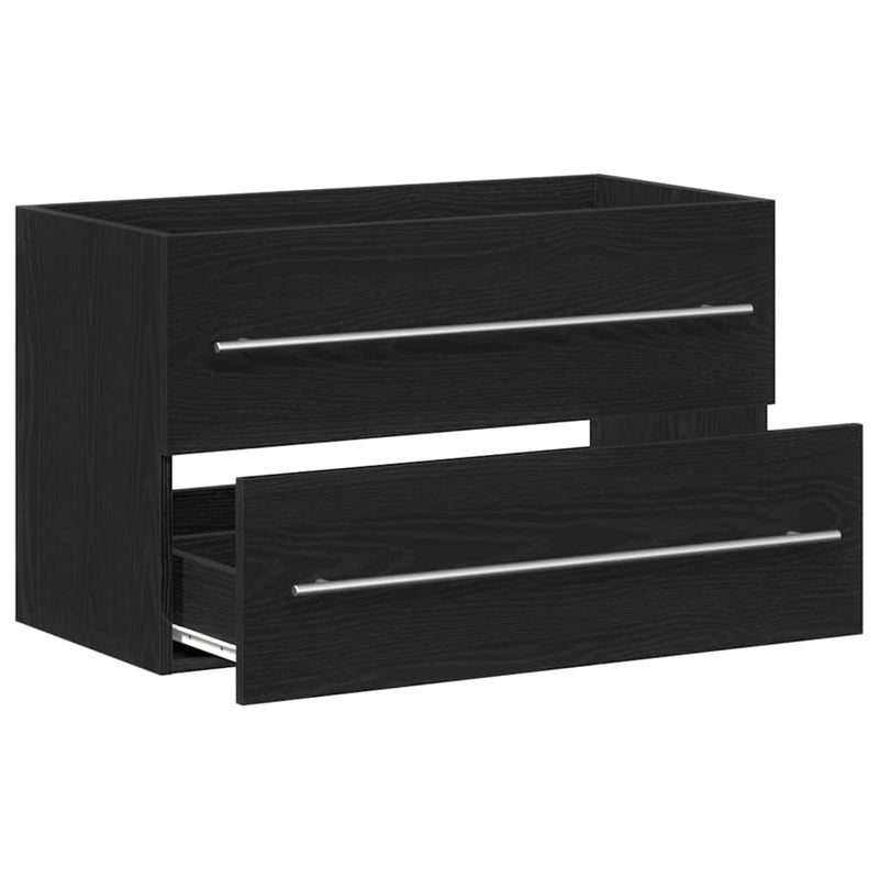 vidaXL fekete tölgy színű szerelt fa mosdószekrény 80 x 38,5 x 48 cm