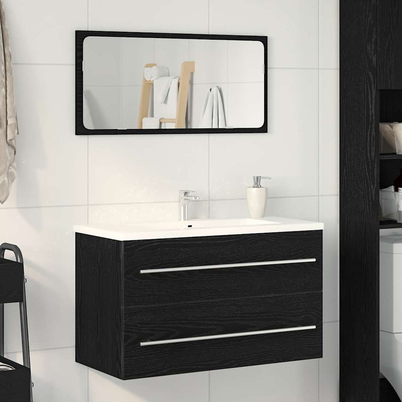 vidaXL fekete tölgy színű szerelt fa mosdószekrény 80 x 38,5 x 48 cm