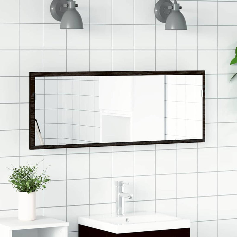 vidaXL LED Fürdőszoba Tükör Musta tammi 100 x 8.5 x 37 cm Faanyag
