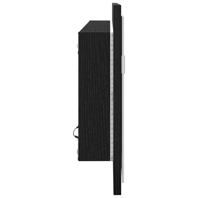 vidaXL LED Fürdőszoba Tükör Musta tammi 100 x 8.5 x 37 cm Faanyag