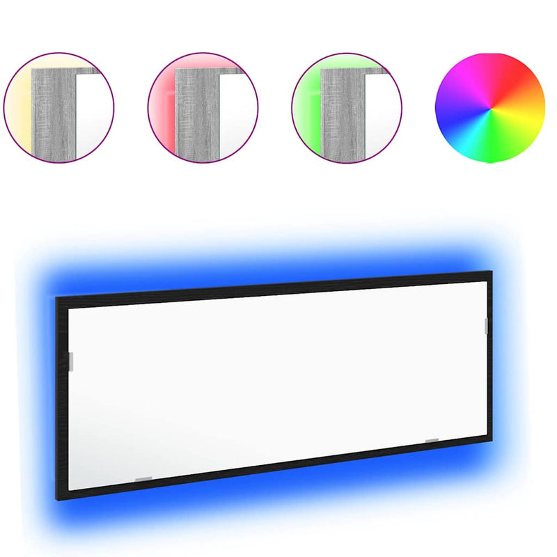 vidaXL LED Fürdőszoba Tükör Musta tammi 100 x 8.5 x 37 cm Faanyag