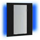 vidaXL fekete tölgyfa LED-es fürdőszobai tükrös szekrény 40 x 12 x 45 cm