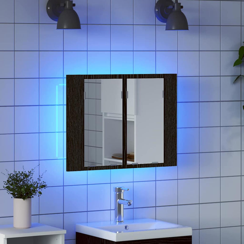 vidaXL Fürdőszobai tükrös szekrény Musta tammi 60 x 12 x 45 cm Faanyag