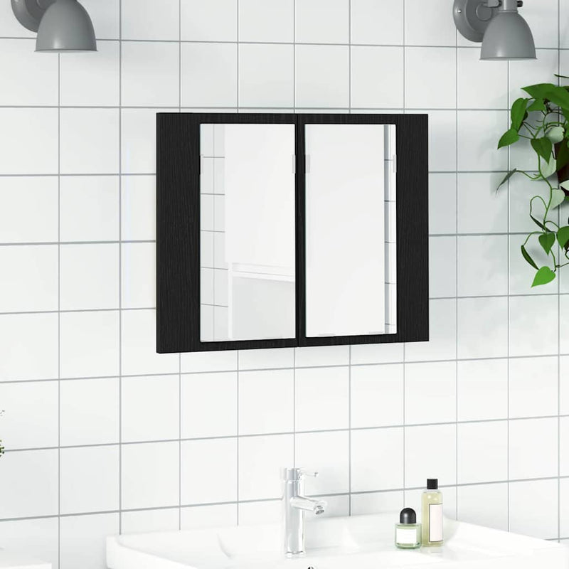 vidaXL Fürdőszobai tükrös szekrény Musta tammi 60 x 12 x 45 cm Faanyag